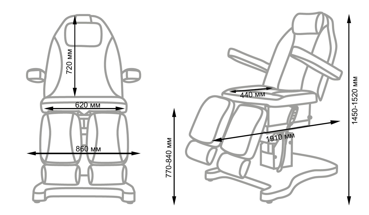 Педикюрное кресло ШАРМ-03, 3 мотора, Серебристый - фото 12